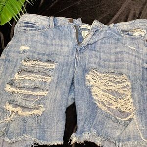 F21 Ripped Denim Short